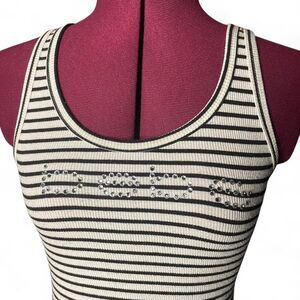Bedazzled Bebe Women's White and Black Tank